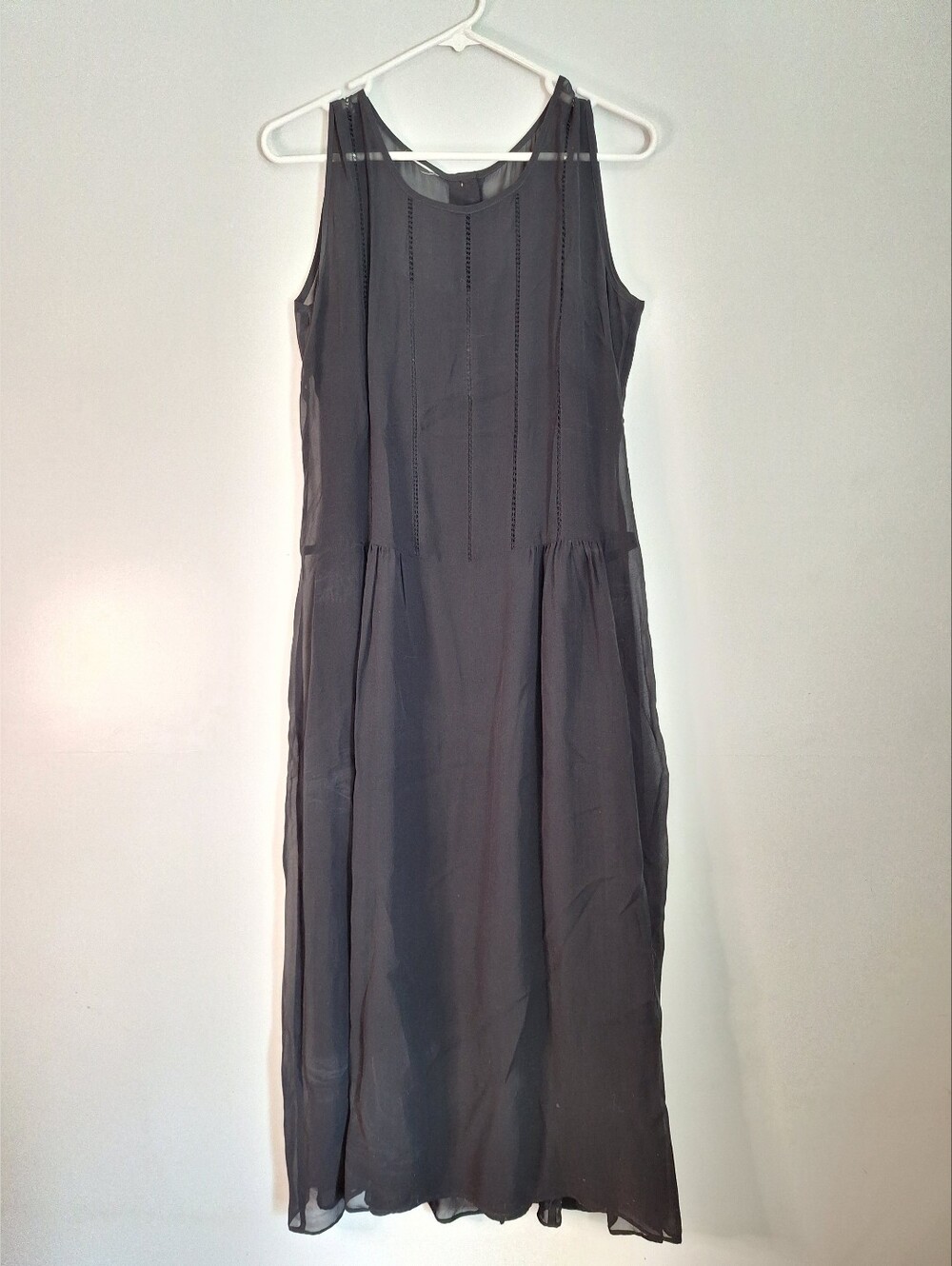 Vintage 90s Laura Ashley Black Silk Sheer Dress